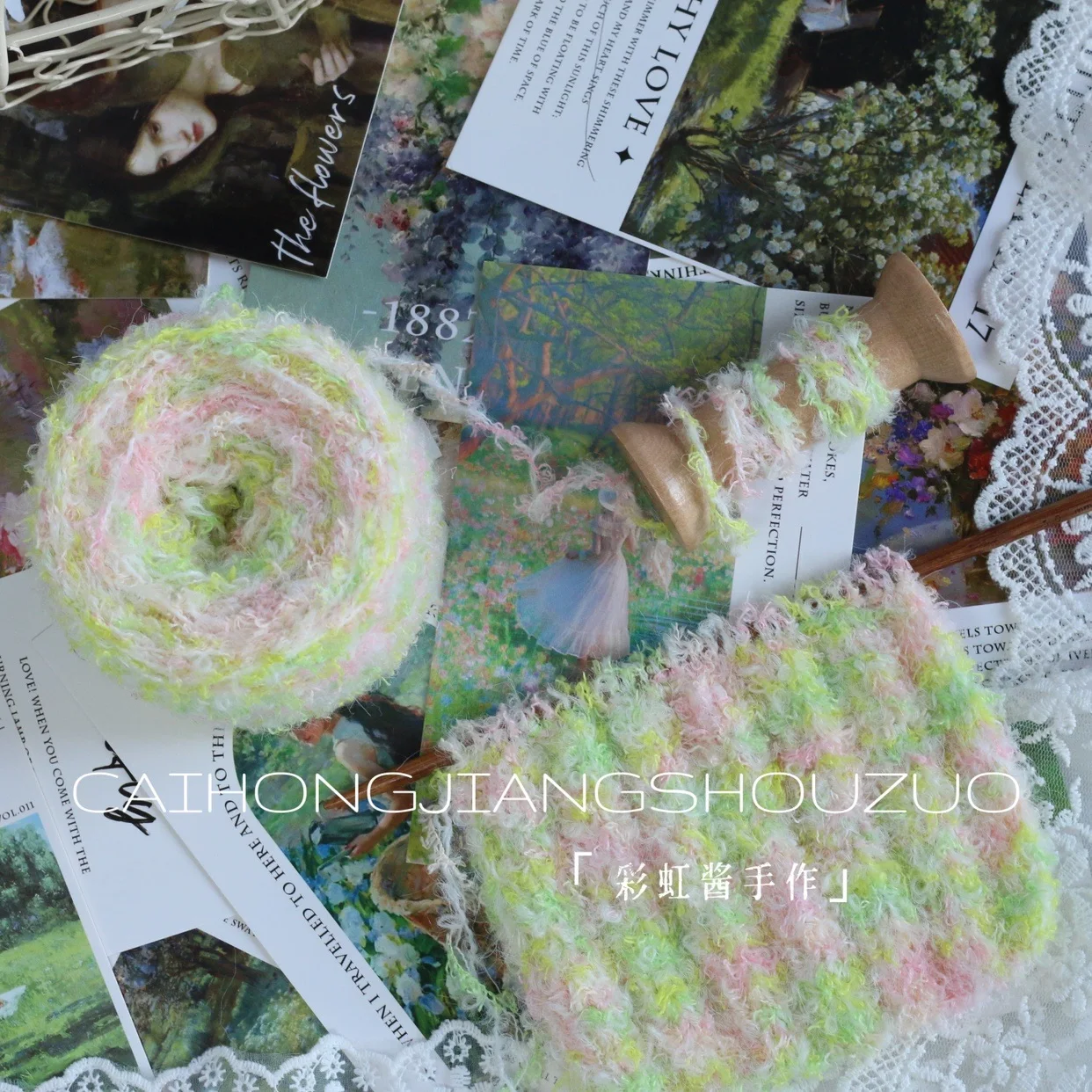 

Rainbow Sauce Handmade, Milk Huhu Fairy Gas Section Dye 3 Strands Hand Braided Thread, Hat Scarf Clothes Thread, Handmade