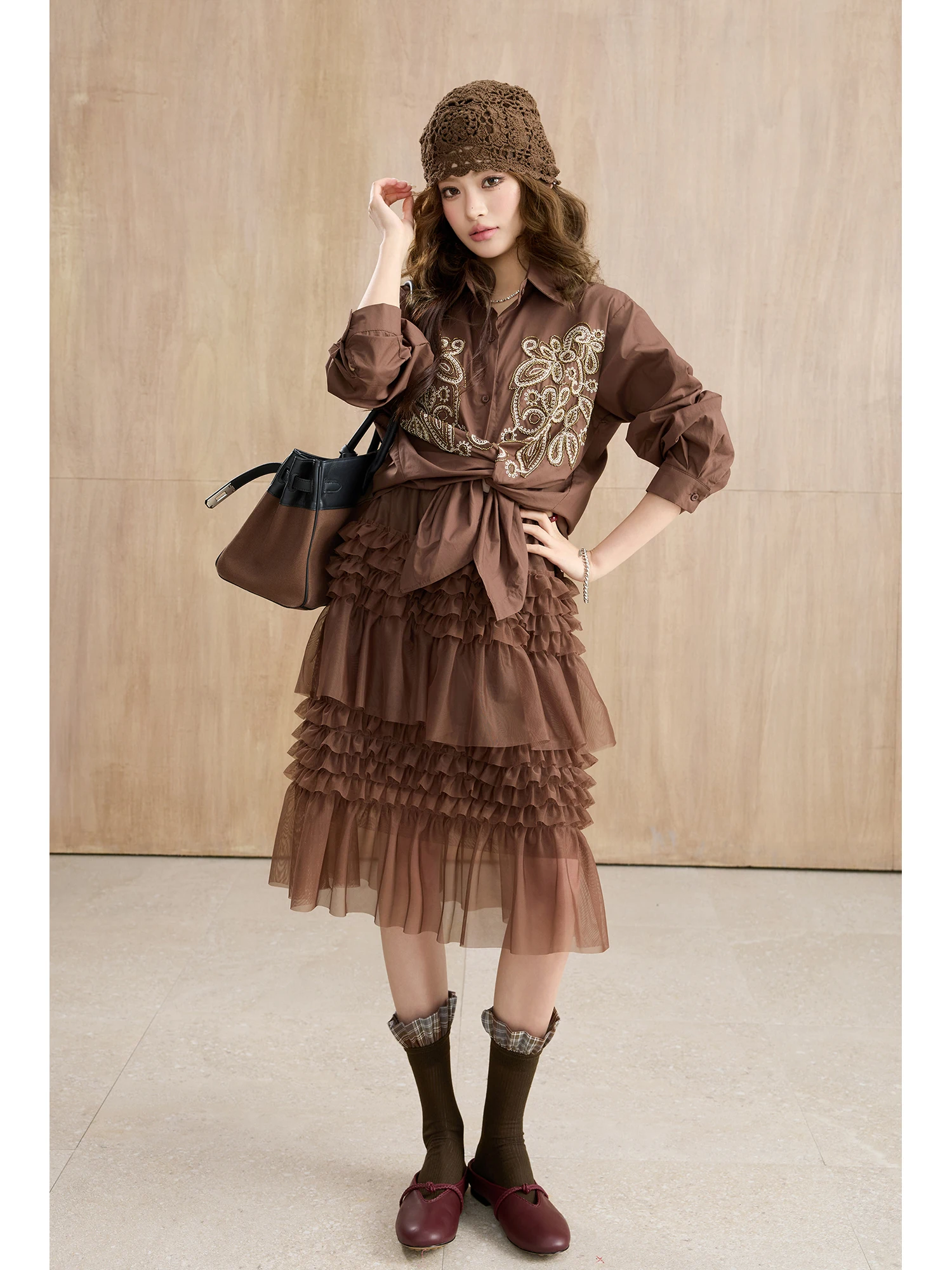 

Новая многослойная юбка-пачка 025 в стиле ретро с оборками, длиной до колена, женское платье с высокой талией и дышащей тканью