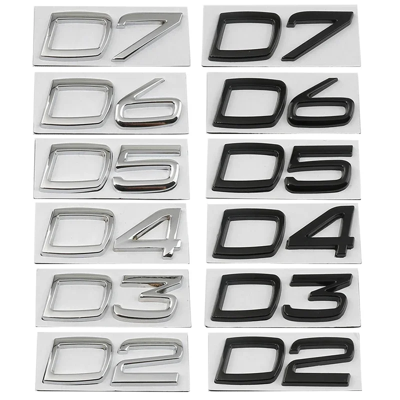 

D2 D3 D4 D5 D6 D7 metal number word car stickers For Volvo D series refit accessories rear trunk modified decoration decal label