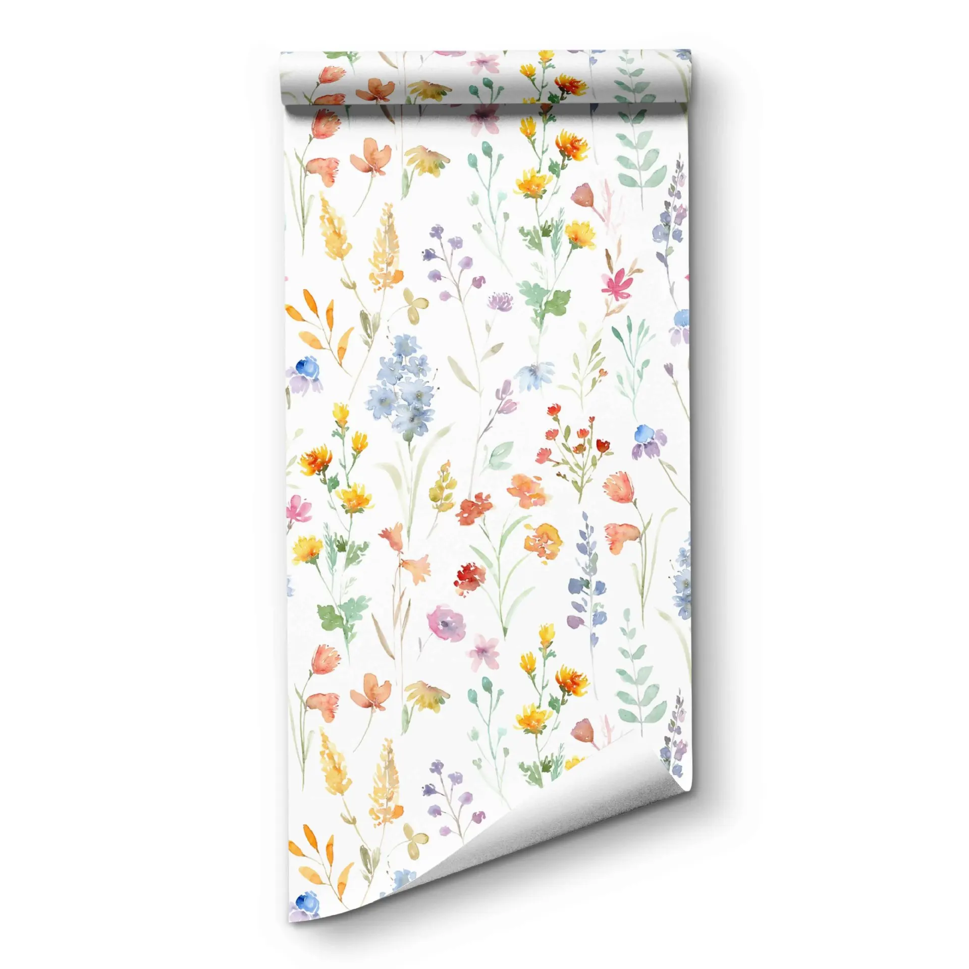 

Watercolor Fresh Leaves with Multicolor Little Flowers Wallpaper Peel and Stick Wallpapers Self-Adhesive Prepasted Wall Paper