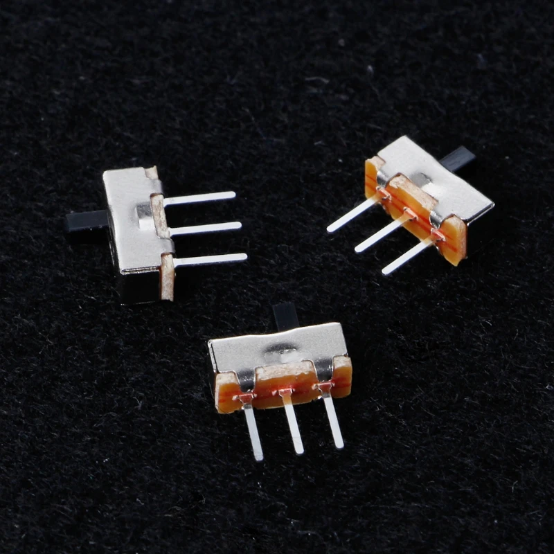 10 Pcs 2 Position On/Off SPDT 1P2T 3 Pin PCB Panel Mini Vertical Slide Switch SS