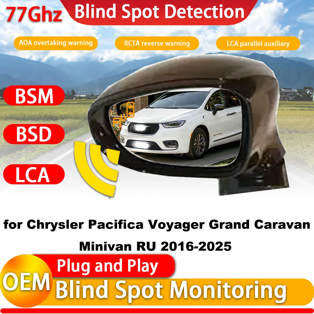 for Chrysler Pacifica Voyager Grand Caravan Minivan RU 2016-2025 Blind Spot Assist Monitor Monitoring Detection BSM BSD System