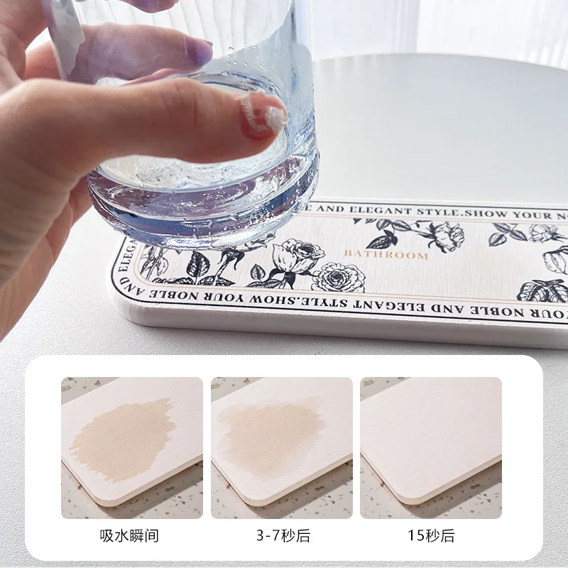 1Pc Diatom Mud Absorbent Pads for Bathroom and Bathroom Sink Quick-drying and Moisture-proof Toothbrush Soap Storage Pad Coaster