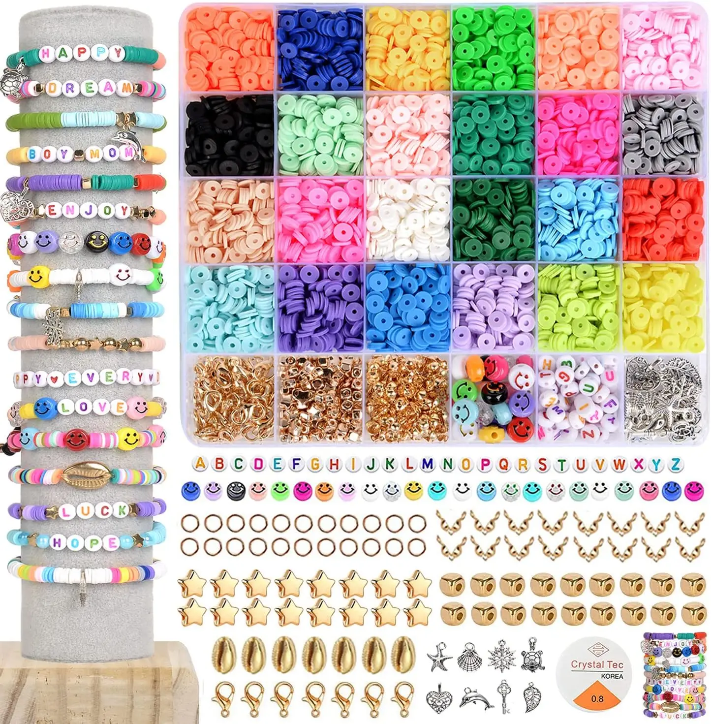 3600-3900Pcs/Box 6mm Flat Round Polymer Clay Heishi Beads for Jewelry Making Kit Bracelet DIY Handmade Accessories