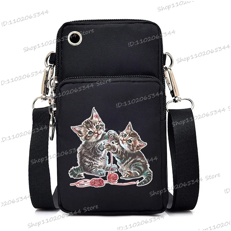 2024 Zipper Small Crossbody Bags Cartoon Anime Cat Women's Shoulder Purses and Handbags Girls Fashion Animal Mobile Phone Bag image 6