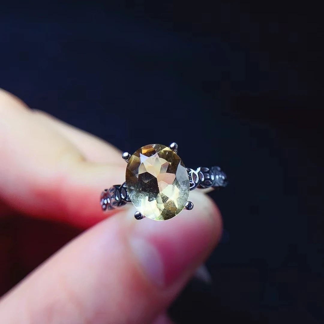 KJJEAXCMY Natural Crystal Ring S925 silver , electroplated locking color process, high clarity Full of luster Support testing