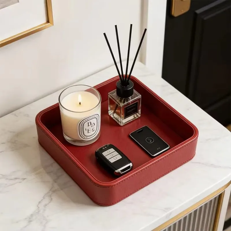 XMSJ Factory Wholesale PU Leather Valet Tray Organizer Premium Jewelry Tray Catch-All Drawer For Entryway Table Key Wallet Watch