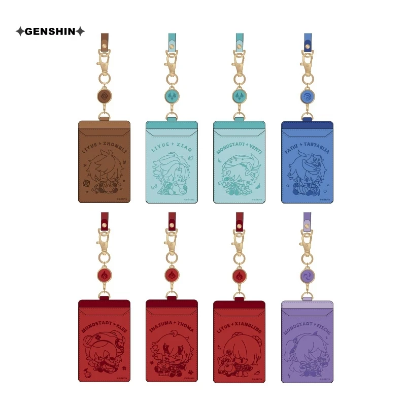 Zhongli Xiao Childe Venti Keychains Backpacks Pendant Cover Game Genshin Impact Cosplay Accessories Anime Cartoon PU Card Cases