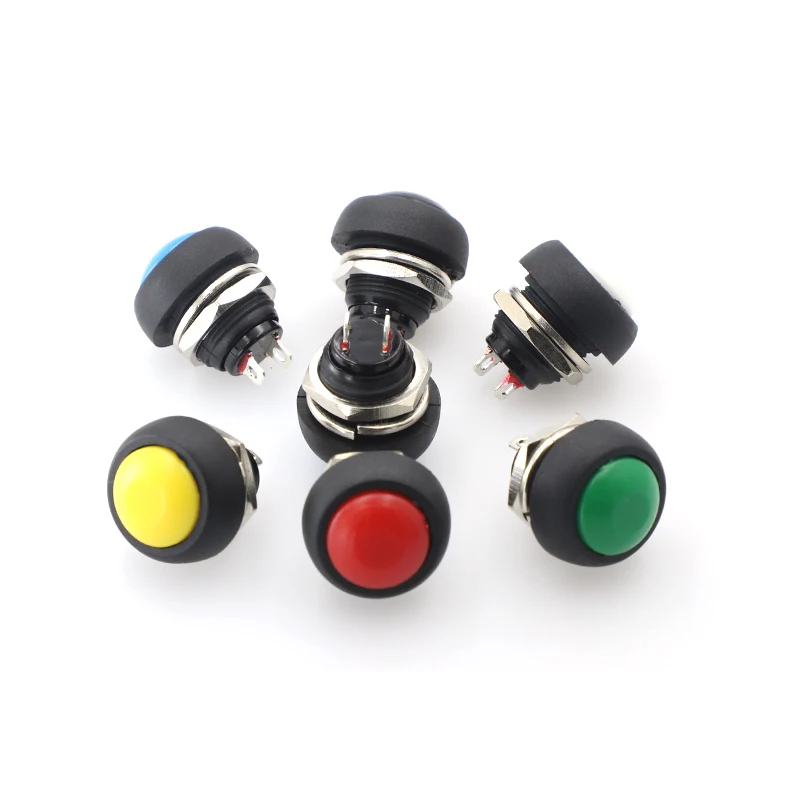 6Pcs Mini 12mm Waterproof Momentary ON/OFF Push Button Round Switch PBS-33B