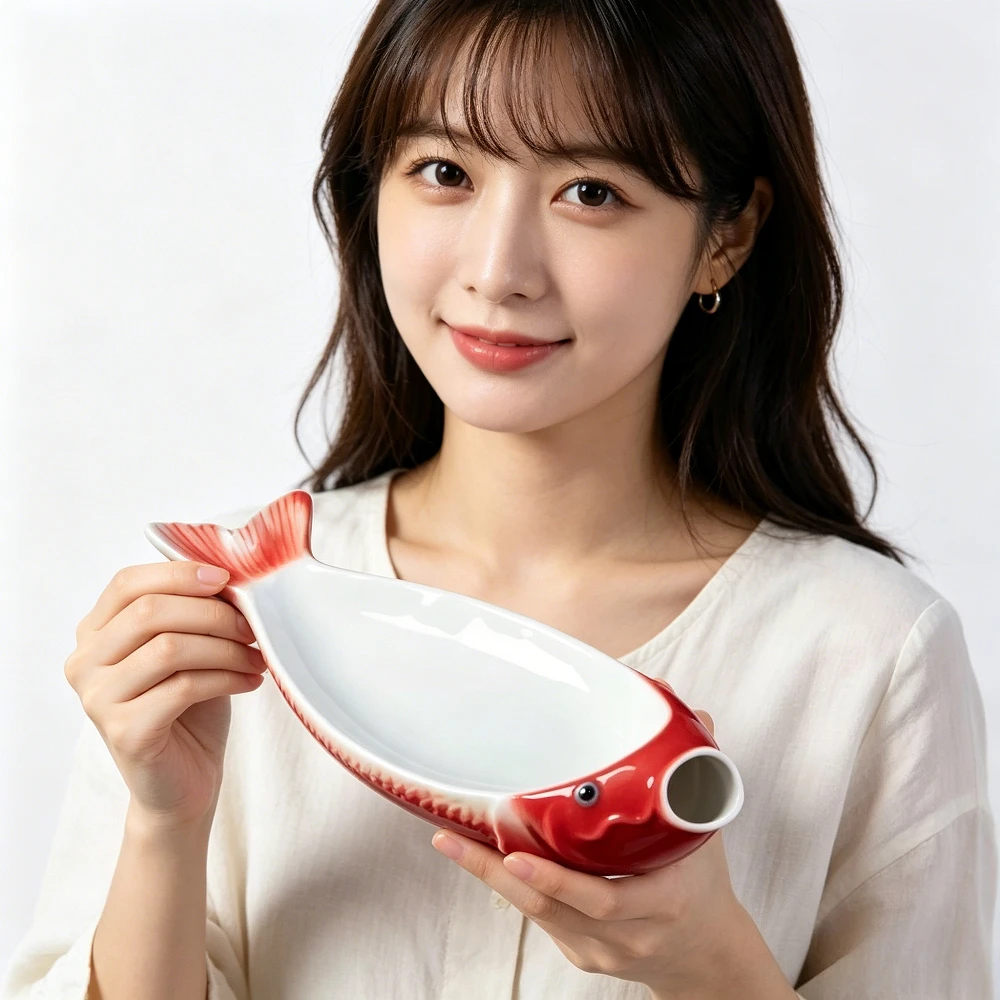Creative Hotel Ceramic Plate Household Dry Ice Smoke Artistic Conception Tableware Kitchen Attachment Base Fish-shaped Plate New
