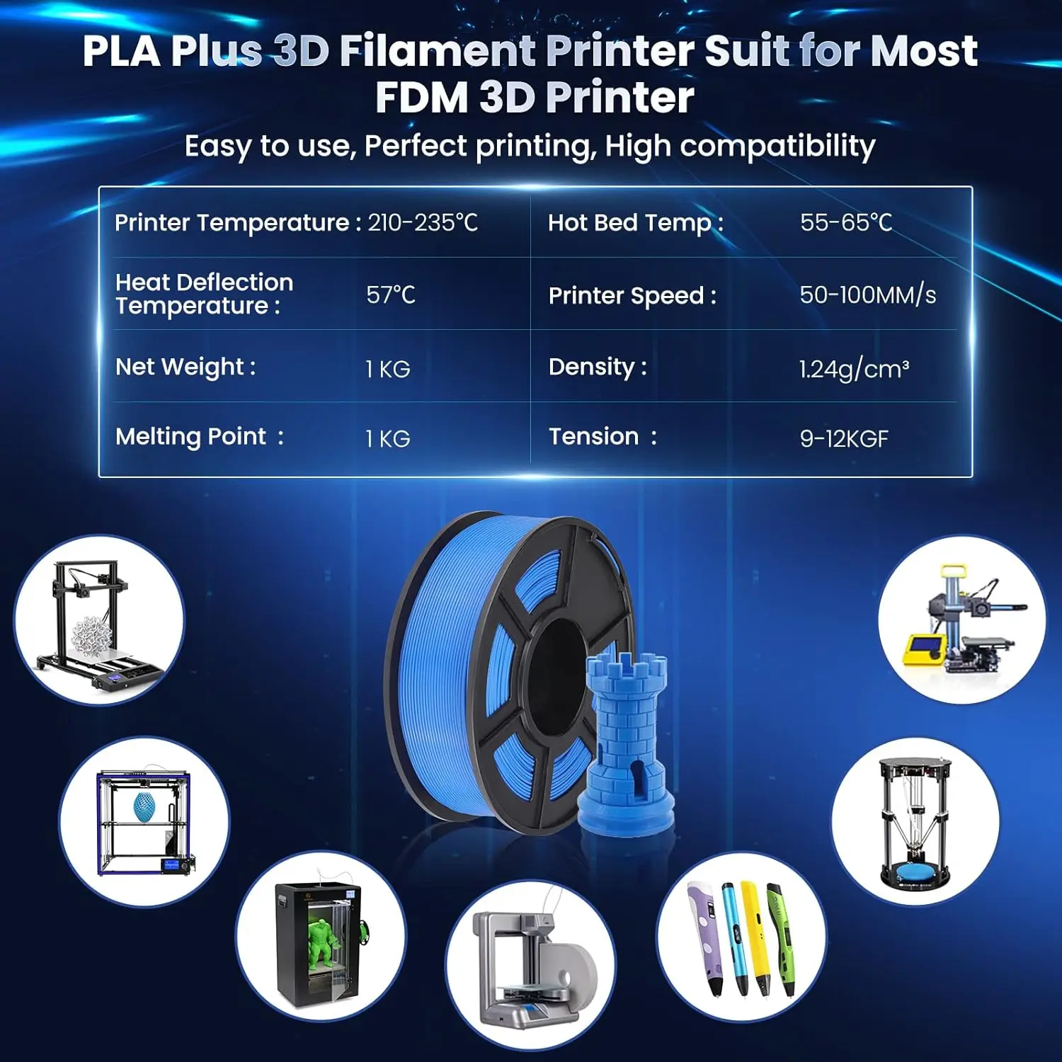SUNLU PLA +/PETG/PLA przezroczysta drukarka 3D 1KG tolerancja 1,75mm +/-0,02mm żarnik bez pęcherzyków opakowanie próżniowe szybka wysyłka — zdjęcie produktu 3