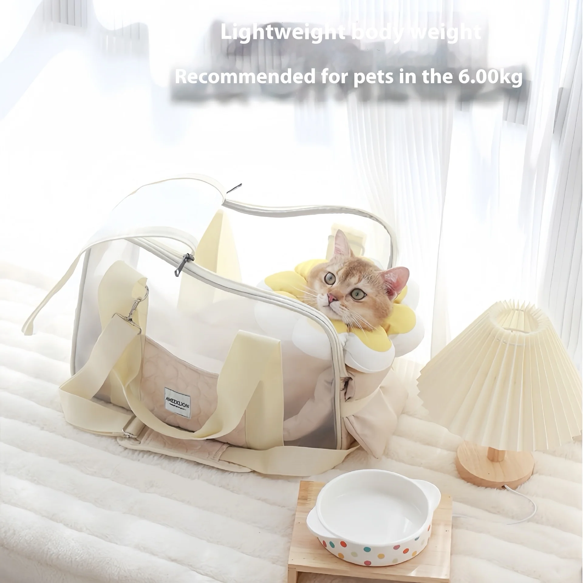 

Lightweight Breathable Cat Carrier Bag - Anti-Stress Pet Travel Crossbody for Small Dogs & Cats, Portable & Airy