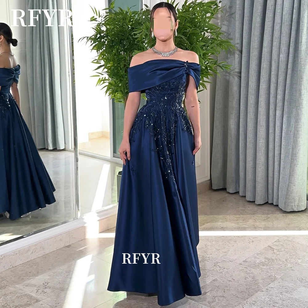 

RFYR Beading Celebrity Dress Applique Party Dress Off Shoulder Evening Dress Satin Prom Dress vestidos de fiesta Customized