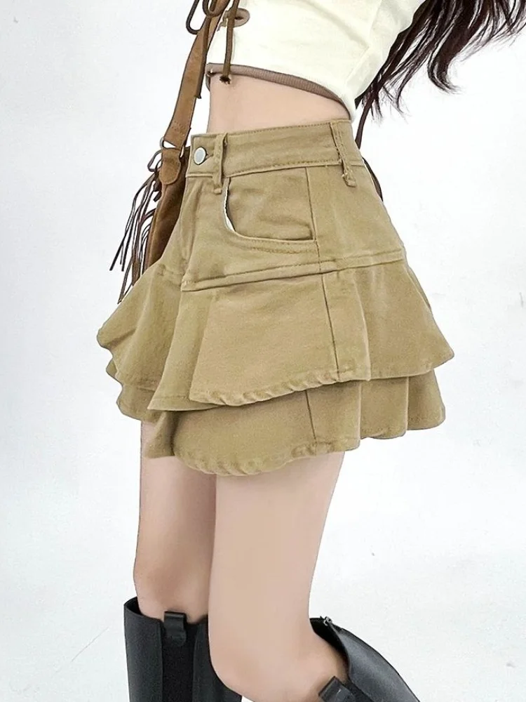 S-4XL Skirts Women Y2k Chic High Waist Summer All-match Party Korean Fashion Hotsweet Teens College Mini Faldas Ruffles Design