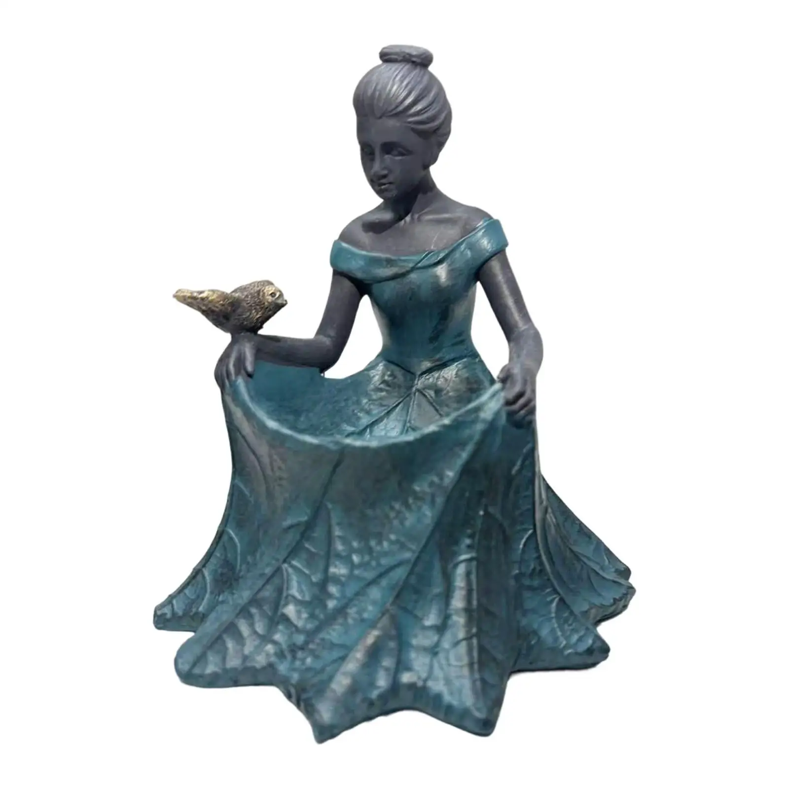 Angel Curtsy Bird Feeder Bath,Outdoor Garden Fairy Statue Feeding Station Water Bowl for Attracting Birds