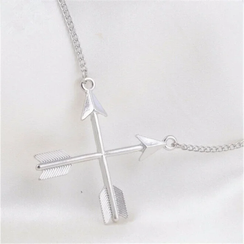 Women'S Fashion Silver Plating X Shape Pendant Necklace Valentine'S Day Jewelry