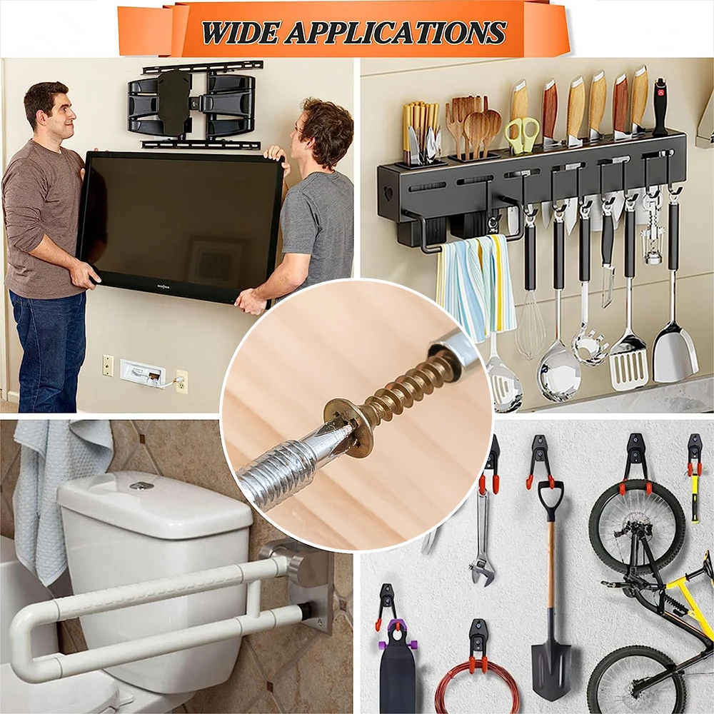 Self Tapping Screw Expansion Tube Heavy Duty Steel Wall Anchor with Screws Kit Drywall Drilling Plug Fastener Anchors Bolt Kit