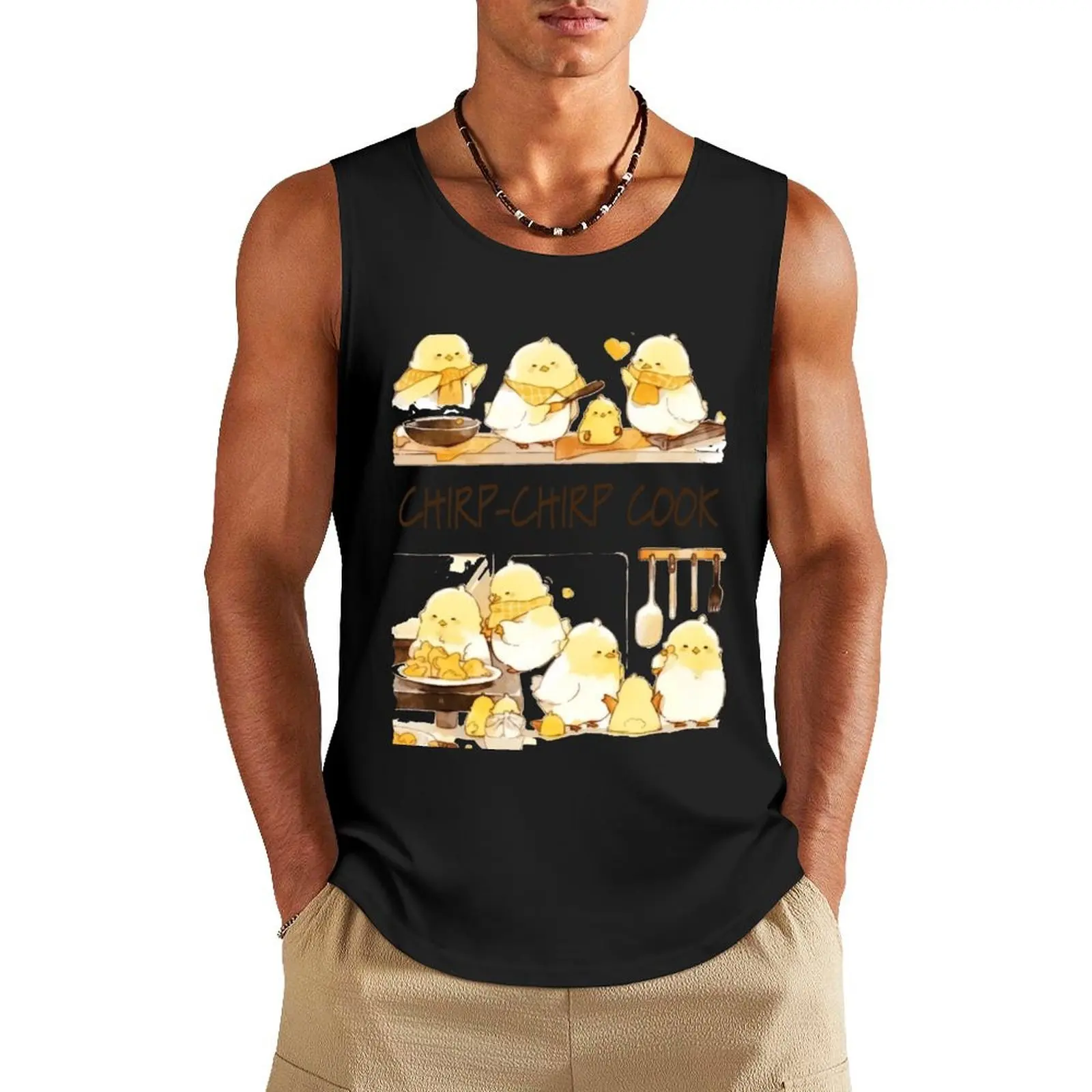 

Kawaii Little Chicks Cooking - Chirp-Chirp Cook Tank Top Gym wear Men's clothing Sleeveless top sleeveless man shirts