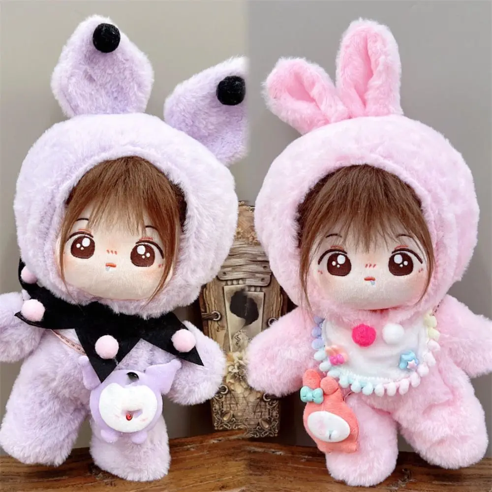 20cm Cartoon Plush Jumpsuit Mini T-shirt Clothes Suits Cotton Doll Clothes Idol Doll Outfit Overall Suit