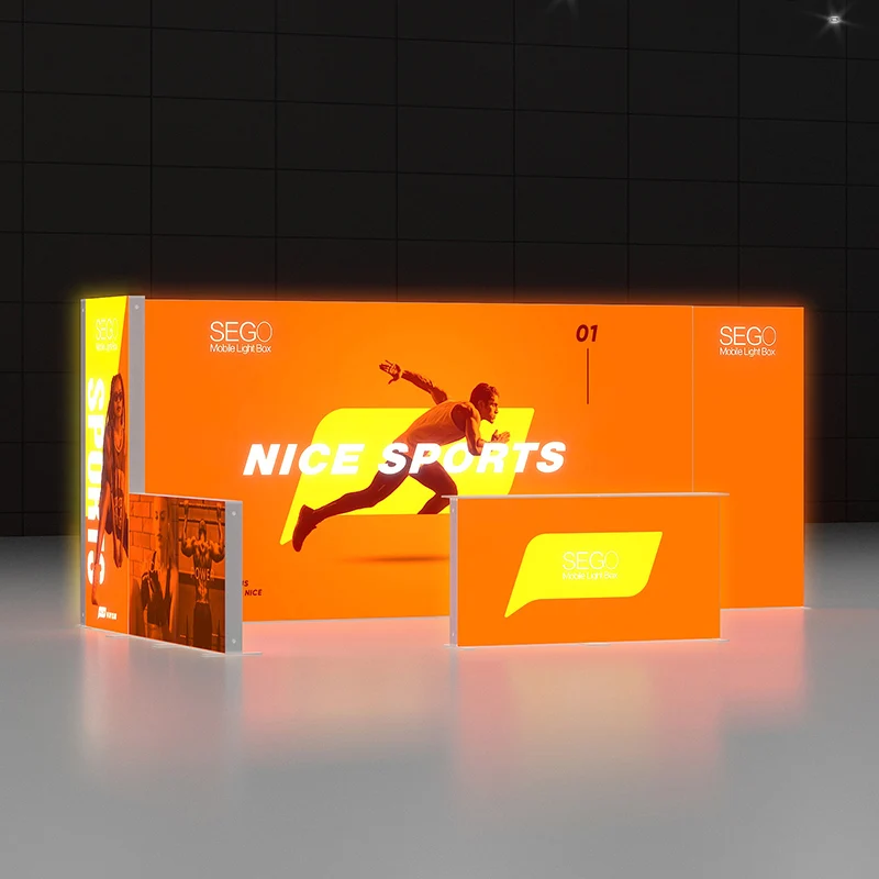 Boîte à lumière LED modulaire de conception moderne 10x20 pieds, stand d'affichage rétroéclairé professionnel 3x6m pour espaces intérieurs