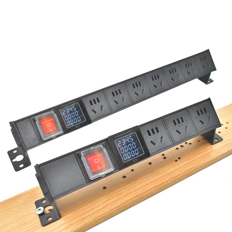 

PDU distribution strip C14 port distribution unit desktop five hole national standard socket1-9 AC with sammeter Wireless socket