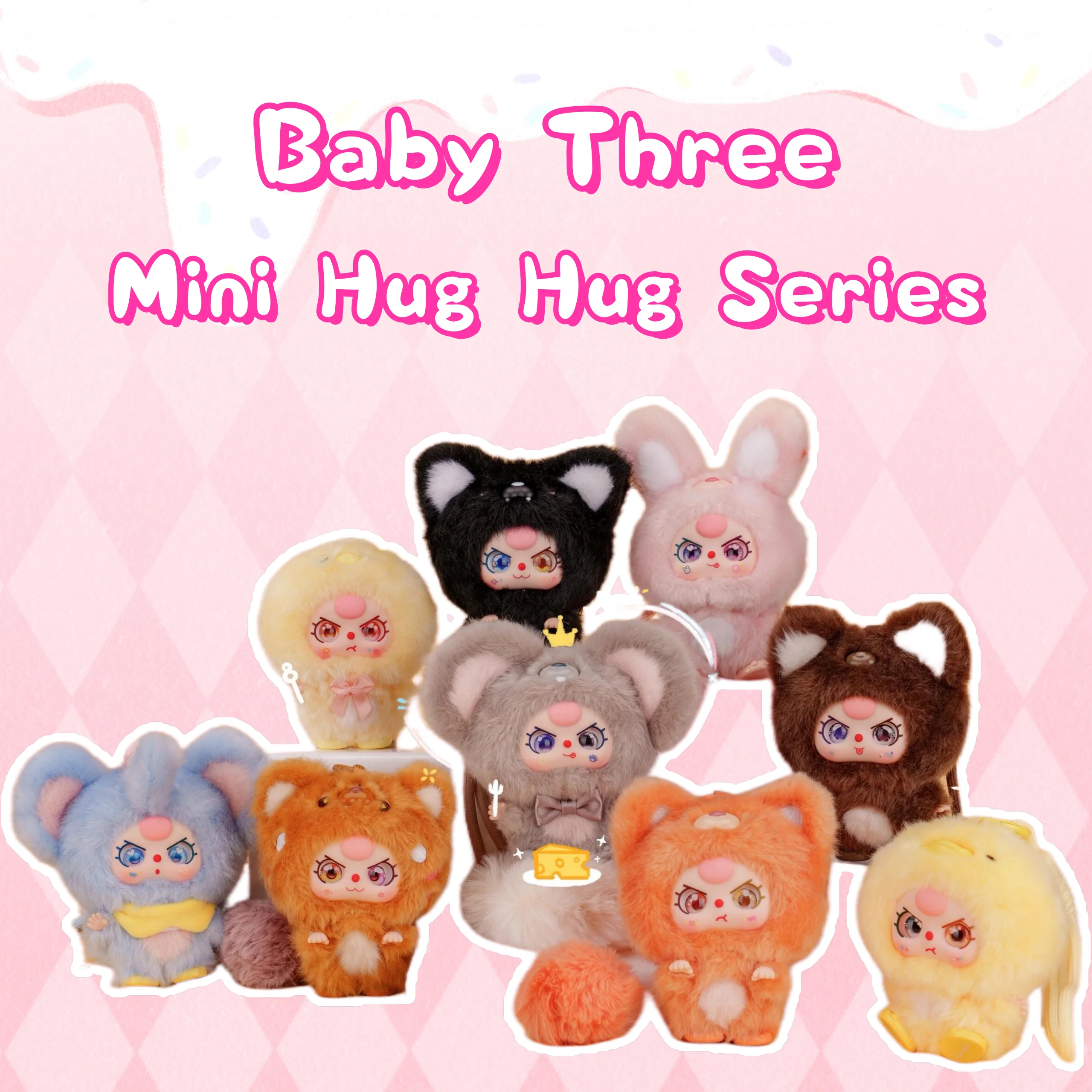 

Genuine Baby Three Mini Hug Hug Series Vinyl Plush Blind Box Cartoon Animals Keychain Pendant Decorations Trendy Toys Kid Gift