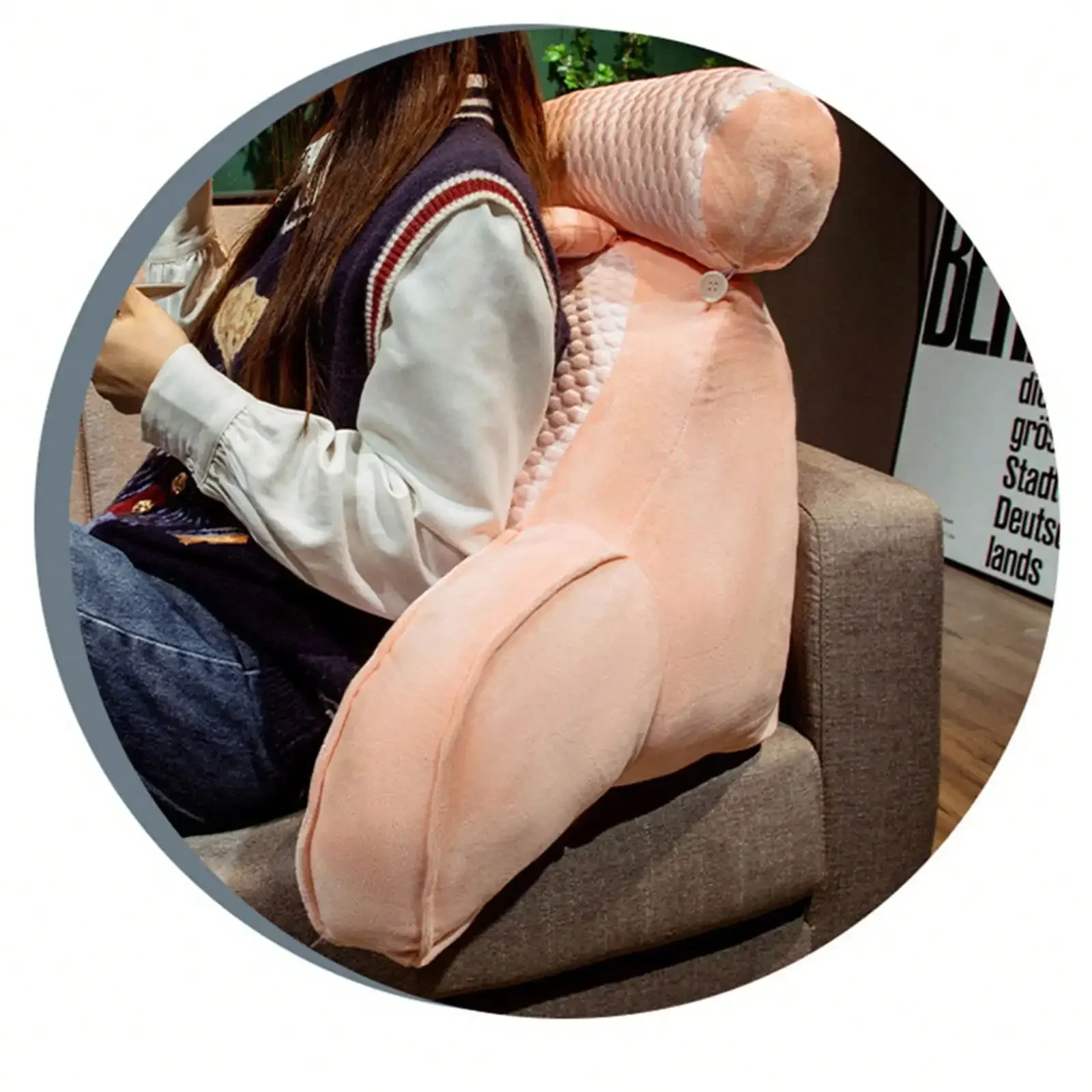 

Large-Size Bed Reading Pillow, Backrest Pillow With Armrest, Pocket And Washable Pillowcase, Sofa Headboard Home Decor Pillow