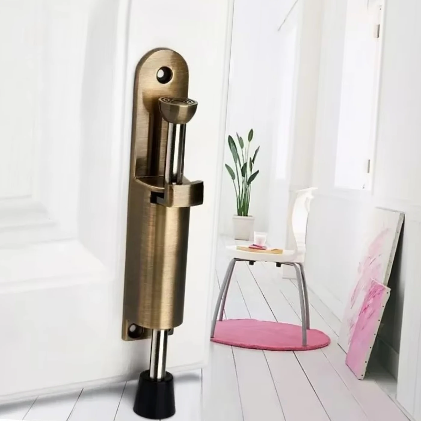 الربيع تحميل تلسكوبي الباب سدادة قابل للتعديل موقف سبائك الزنك الثقيلة أقفال الأبواب حامل وقف جدار حامي أدوات المنزل #4