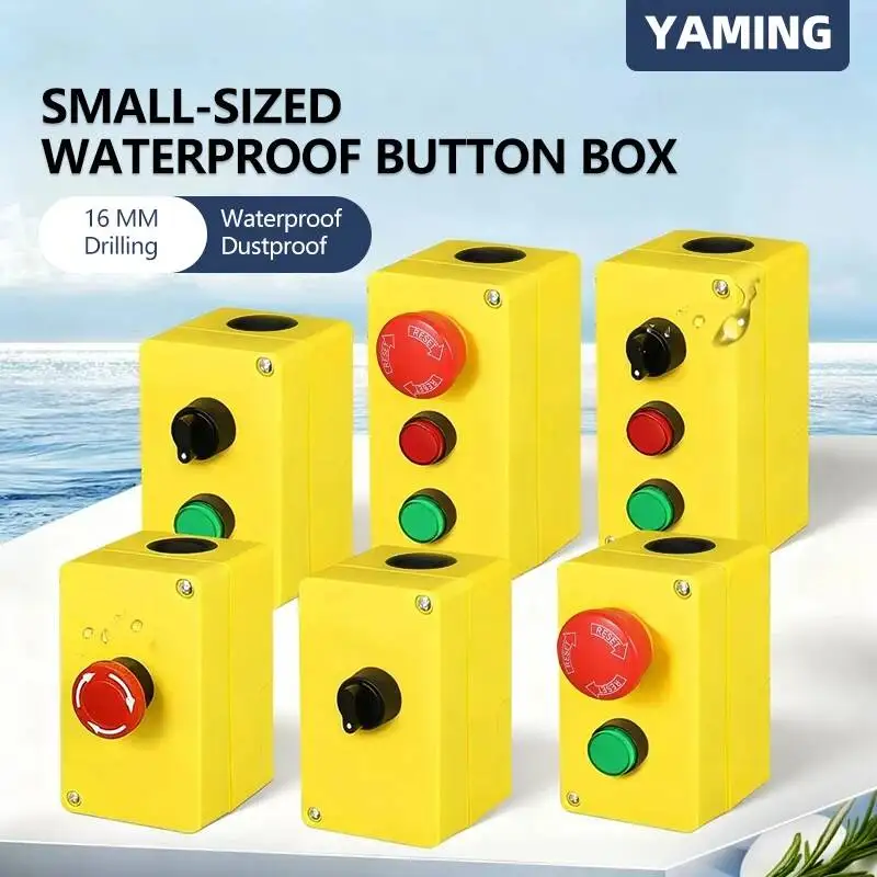 

Push Button Switch Control Box Waterproof 123 Holes Start Stop Elevator Emergency Stop Plastic Indicator Light Industrial Use