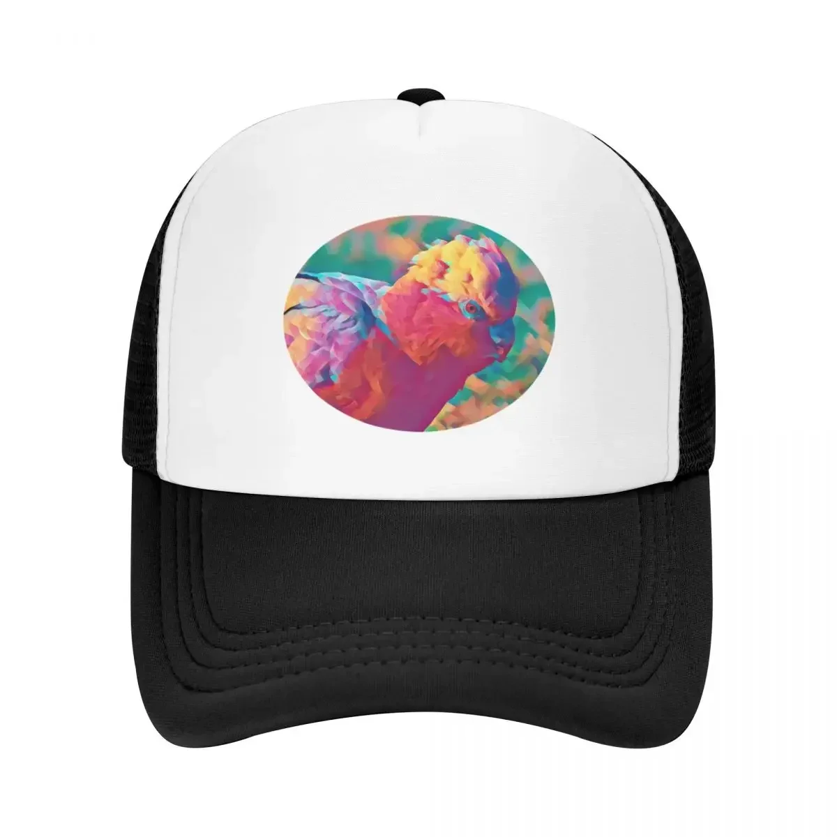 Artistic Galah parrot portrait closeup Baseball Cap Trucker Hat Uv Protection Solar Hat Rugby Women's Golf Wear Men's