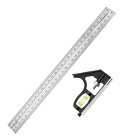 12 Inch 300mm Adjustable Combination Angle Ruler 45 / 90 Degree With Bubble Level Multi-functional Measuring Tools