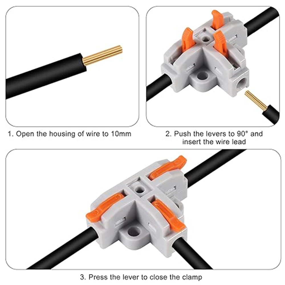 Picture 5: 10Pcs T Tap Wire Connector Compact DIY Quick Connect Push-in Splitter Cable Splicing Butt Terminal Block Connectors for 24-12AWG