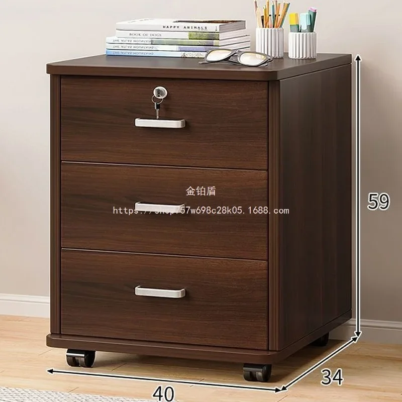Gold Platinum Shield Low Cabinet with Wheel Locker Small with Lock Under Wooden Table Mobile File Cabinet Office