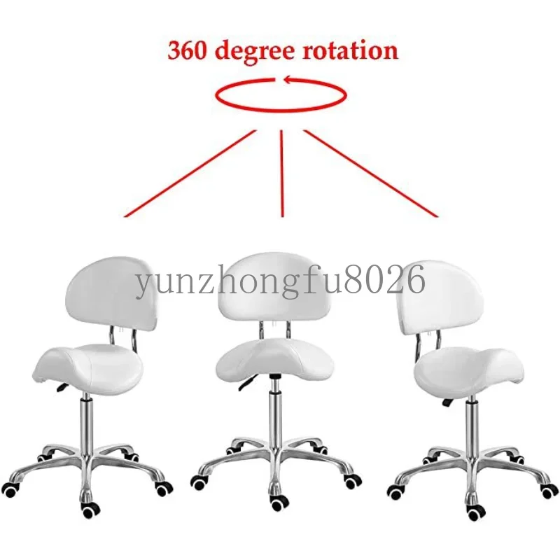 Cushion Stool Chair with Back Ergonomic Rolling Beautician Seat