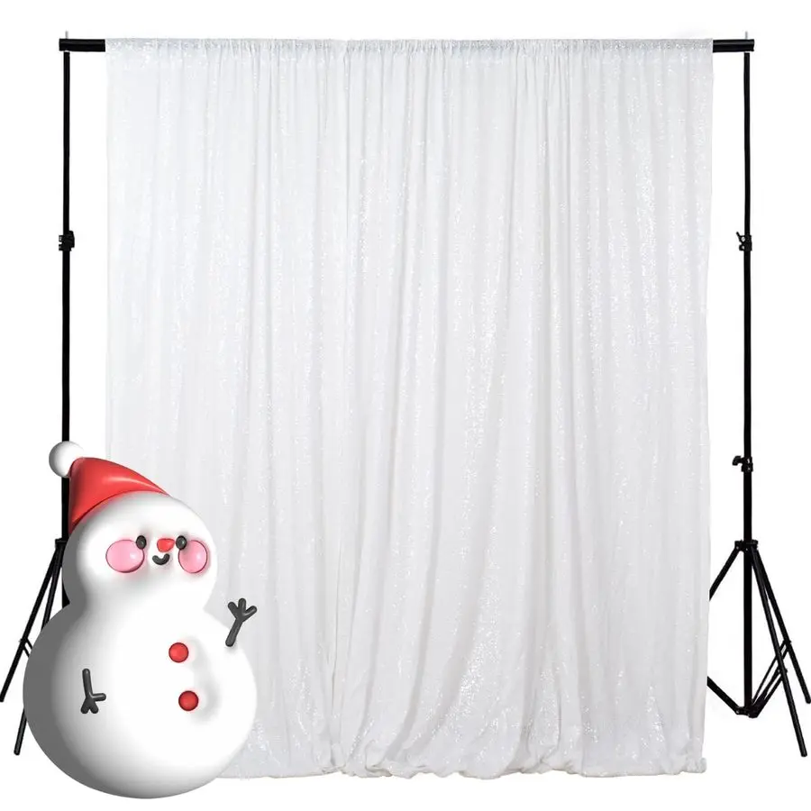 

Белые блестящие шторы с пайетками 2,4х2,4 м, 1 панель, для вечеринок, дней рождения, свадеб