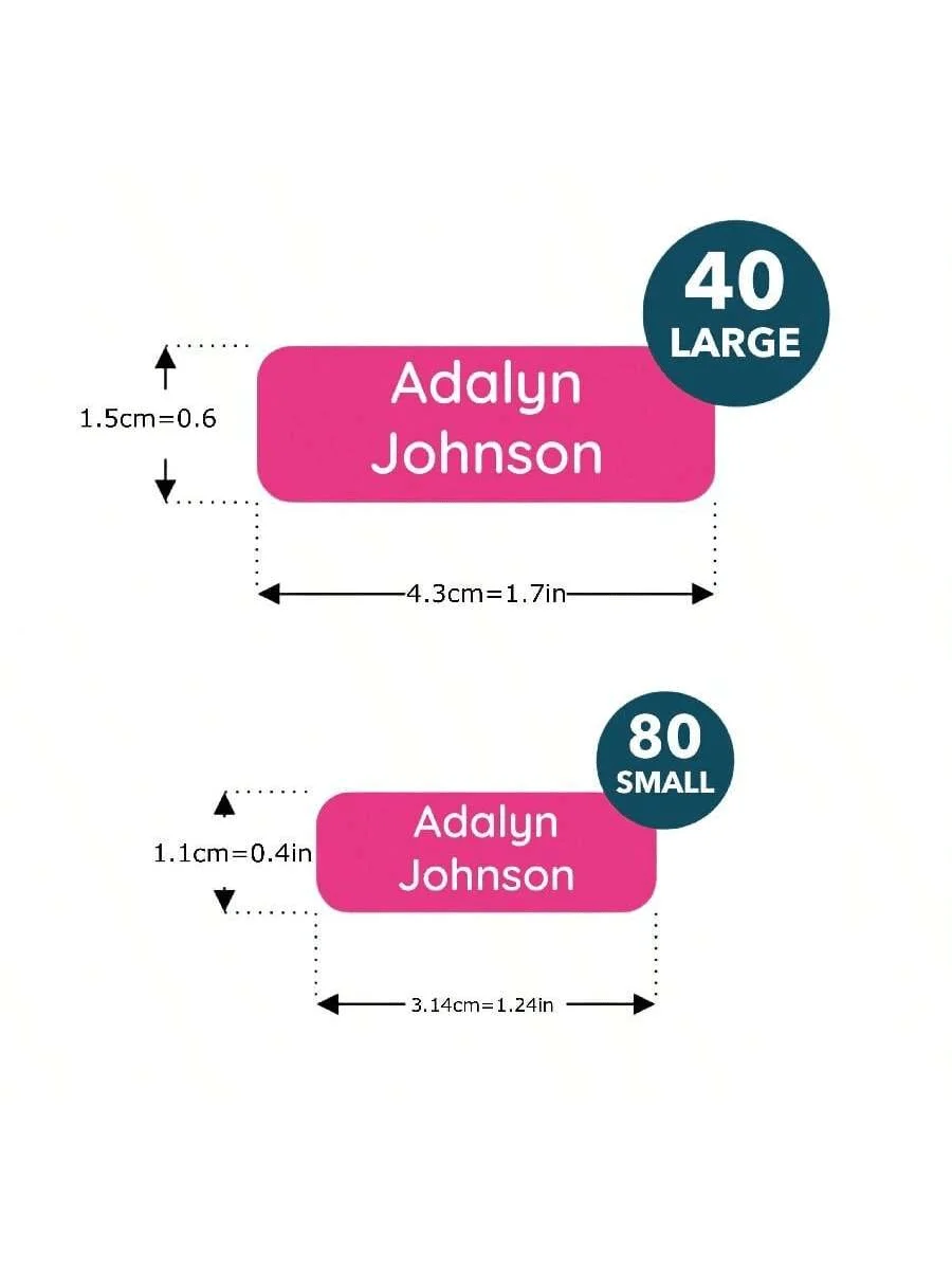 Custom Waterproof Kids' Daycare Labels (120 Pcs) - Personalized Tags for Clothes, Bottles, Backpacks & School Supplies