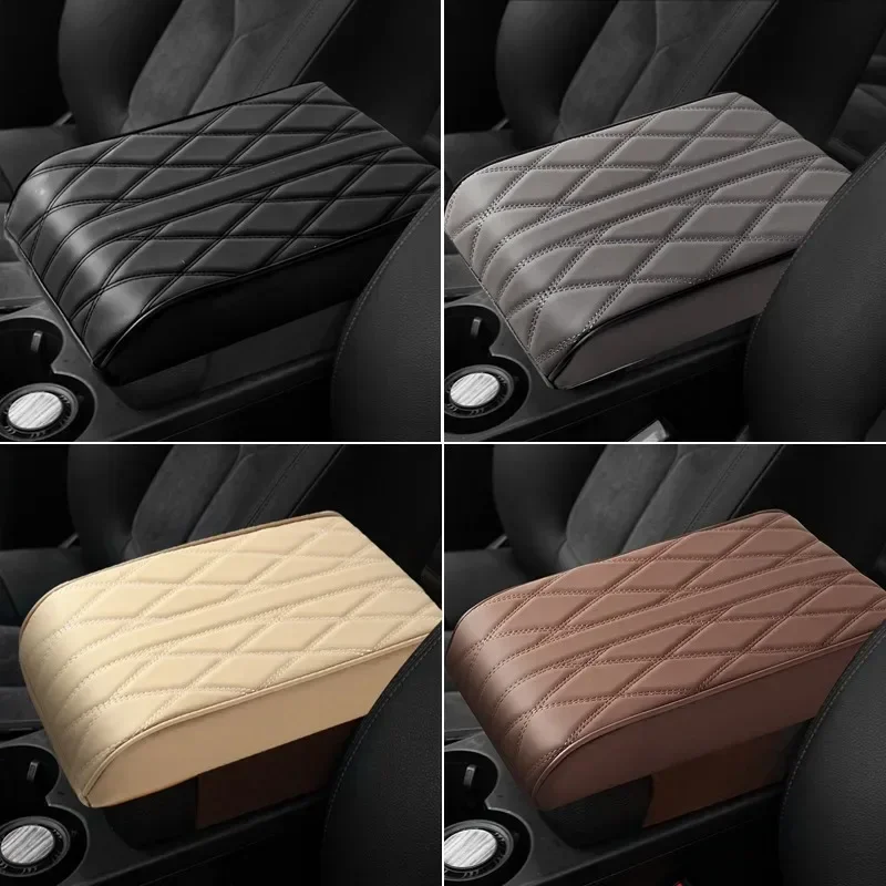 Wave ปักหนัง PU รถ Armrest Mat คอนโซลกลางส่วนที่เหลือแขนเบาะป้องกันอัตโนมัติที่วางแขนกล่องเก็บฝาครอบ Pad