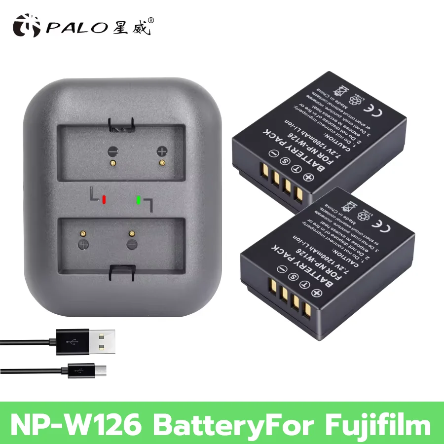 NPW126 NP-W126 NP W126 Camera Battery 1200mAh + LED Dual Charger for FUJIFILM X100V X-T200 X-T100 X-T3 X-A2 X-A7 X-E2 X-E3 X-H1