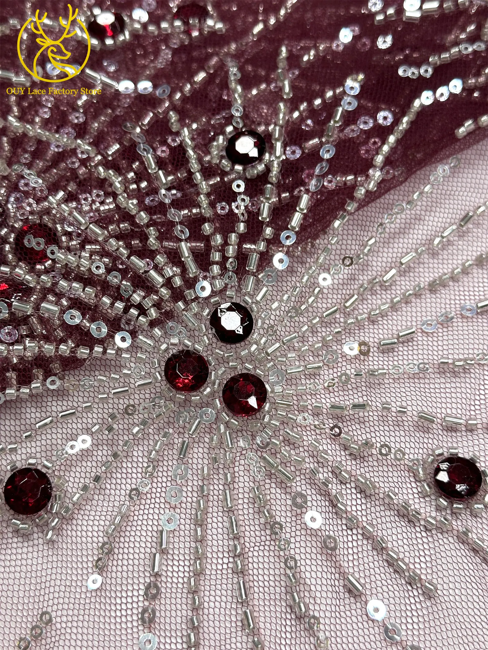 Neues Design Französische Edelstein-Spitzenstoffe 5 Meter Nigerianische Perlen-Pailletten-Spitze Afrikanischer Spitzenstoff für Hochzeitskleider – Detail 23