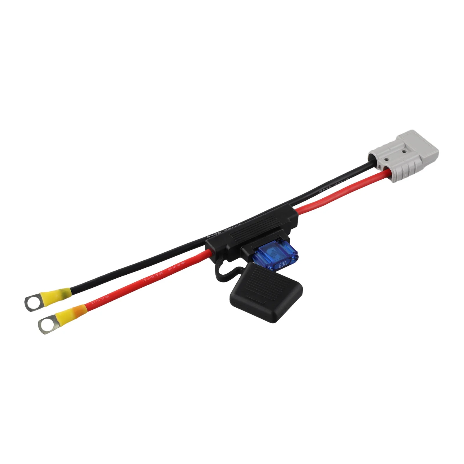 

8AWG Twin Core Extension Cable 30cm for Automotive Use with 50Amp Rating and Silver Plated Ring Terminals for Anderson Connector