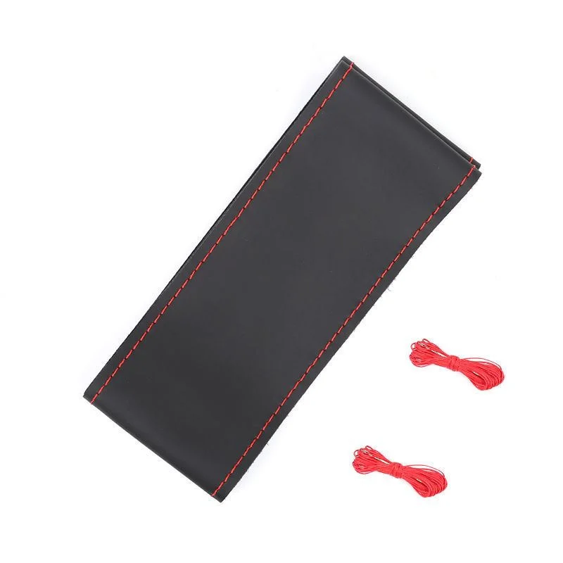 DIY 자동차 인테리어 스티어링 휠 커버, 핸드 스티치 직경 38 cm 또는 15 인치, 부드러운 인공 가죽 두뇌, 바늘 실 포함