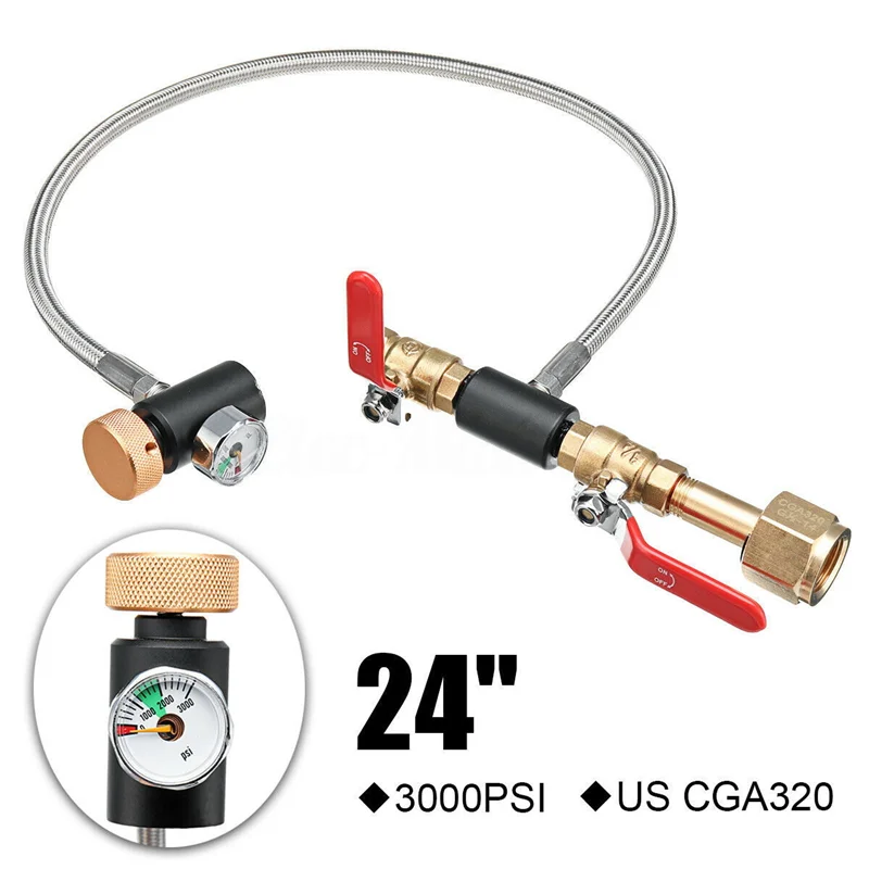 Manguera adaptadora de recarga de cilindro de CO2 G1/2, Kit de conector de estación de recarga de CO2 para máquina de llenado de refrescos para tanque Sodastream