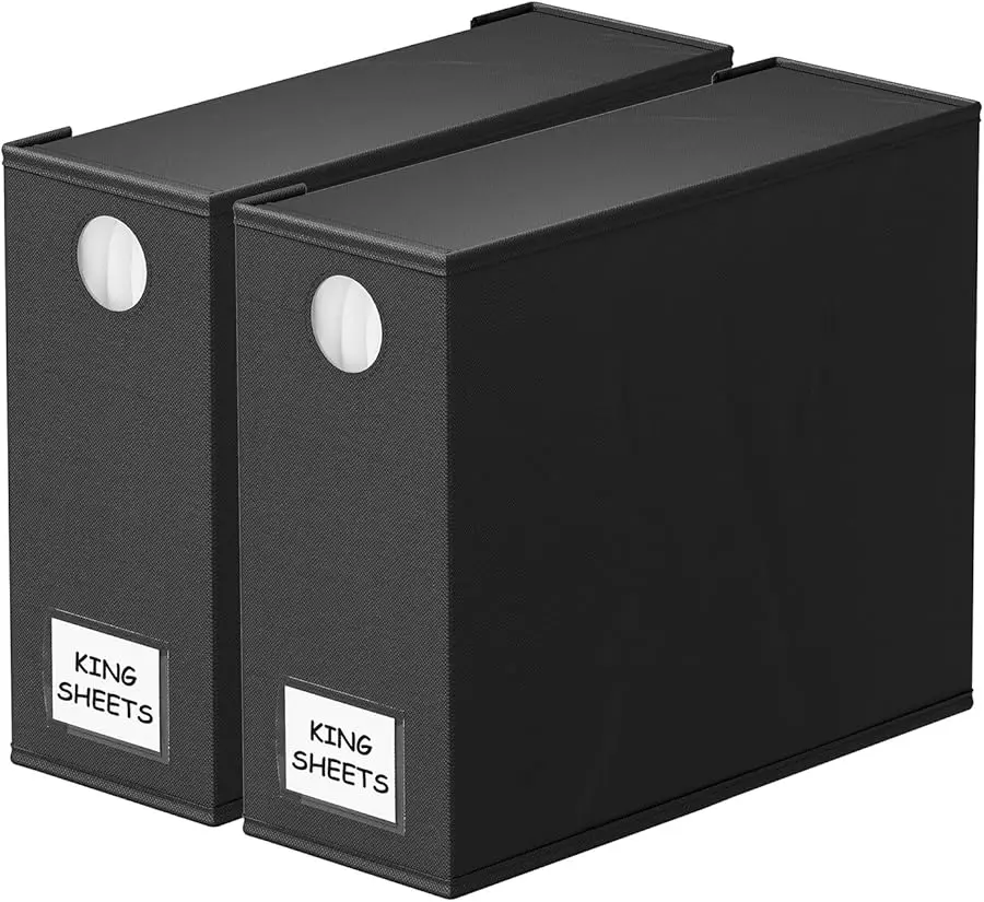 

2 Pack Bed Sheet Organizers and Storage, Foldable Sheet Organizer for Linen Closet, Sheets Set Folder Keeper with Window XL (Que