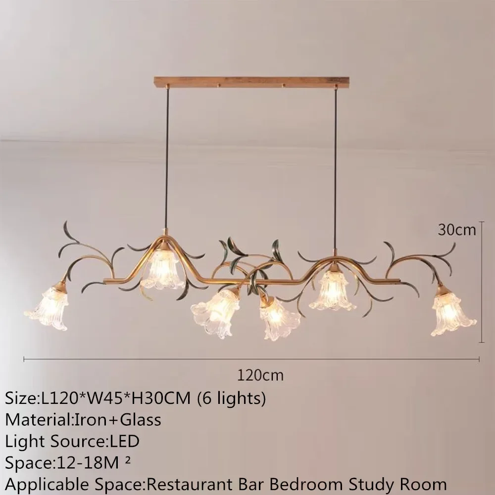 American Restaurant Simple Rustic Creative Retro Flower Bud Lamp Platform Island Dining Room Long Strip Lamp