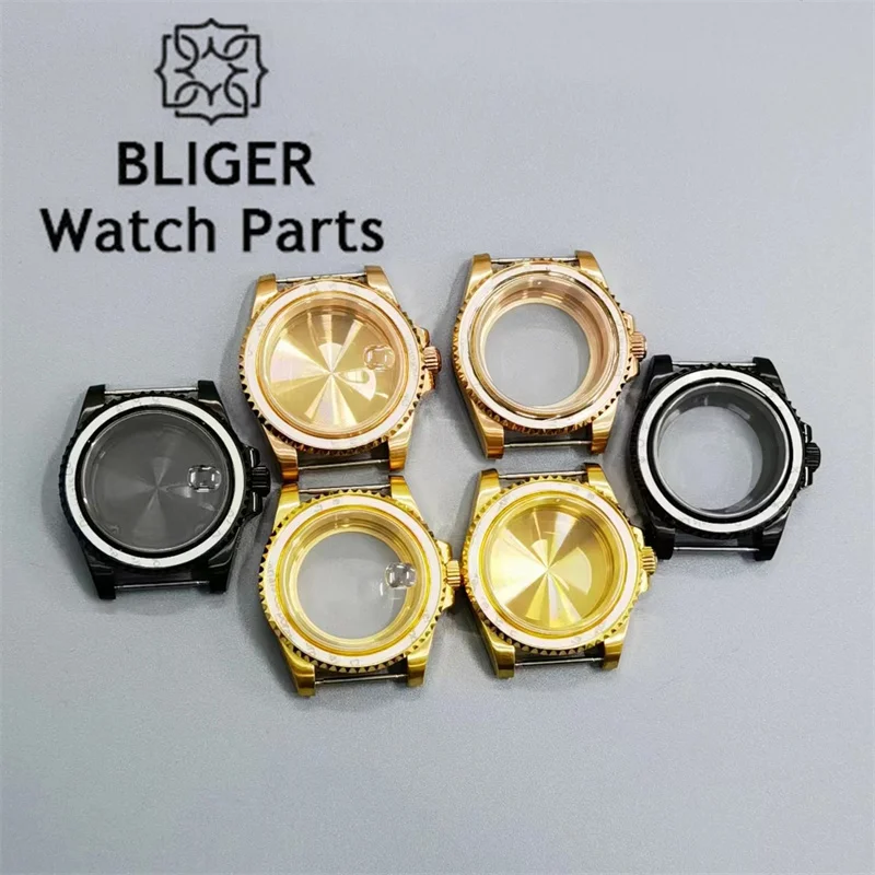 BLIGER 40mm sapphire glass polished bidirectional rotating bezel YM case fit NH35 36 ETA2824 2836 Miyota8215 PT5000 DG2813 3804