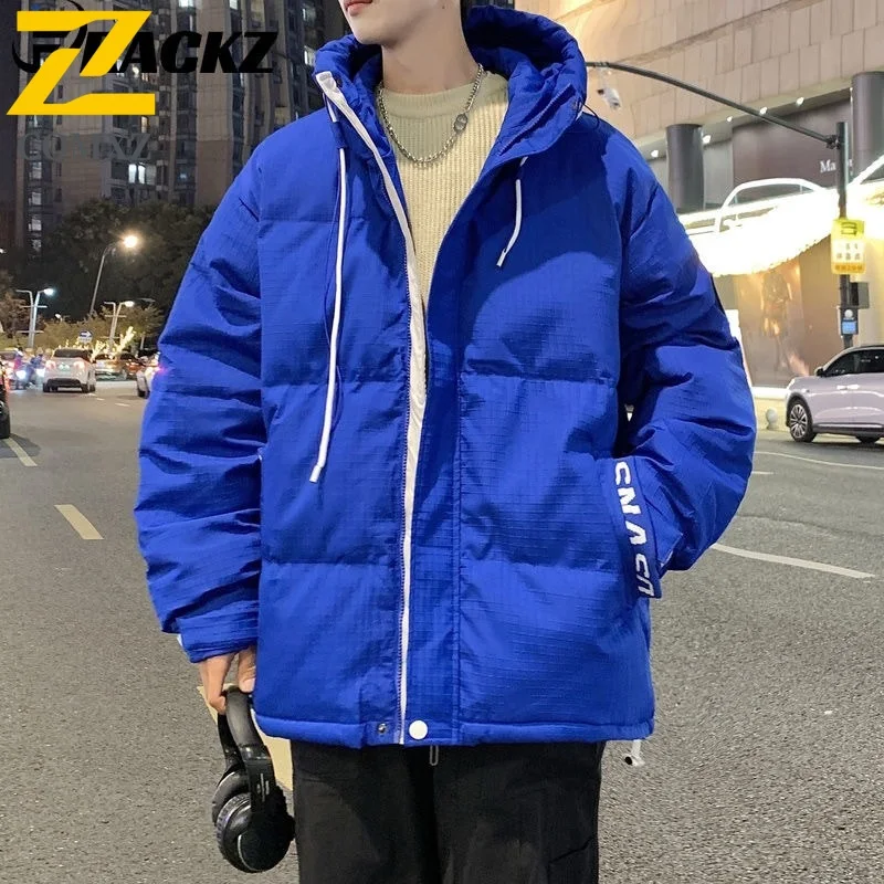 

COMXZ Men Cotton Jacket 2025 Leisure Hooded Camping Thickened Warmth Parka Solid Tone Slim Fit Cozy Lightweight Winter Clothing