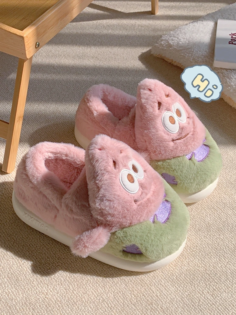 

Parent-child Home Slippers Women Bedroom Non Slip Soft Sole Baby Shoes Winter Cute Plush Cotton Slippers Man Couple Slipper