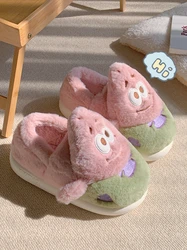 Pantoufles de maison parent-enfant, chaussures de chambre à coucher coordonnantes à semelle souple, pantoufles d'hiver mignonnes en coton et peluche, pantoufles de couple pour hommes et femmes