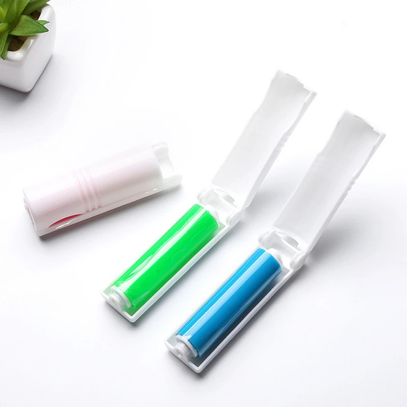 Sticky Portable Clothes Lint Roller with Cover Washable Dust Roller for Wool Sheets Clothes Foldable Pet Hair Cleaning Tools