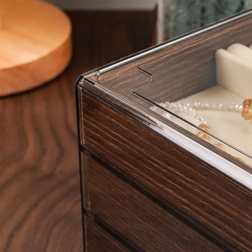 

Multi-layer Wooden Jewelry Box Transparent Window Rings Necklace Jewelry Storage Case Organizer Large Capacity Jewelry Holder